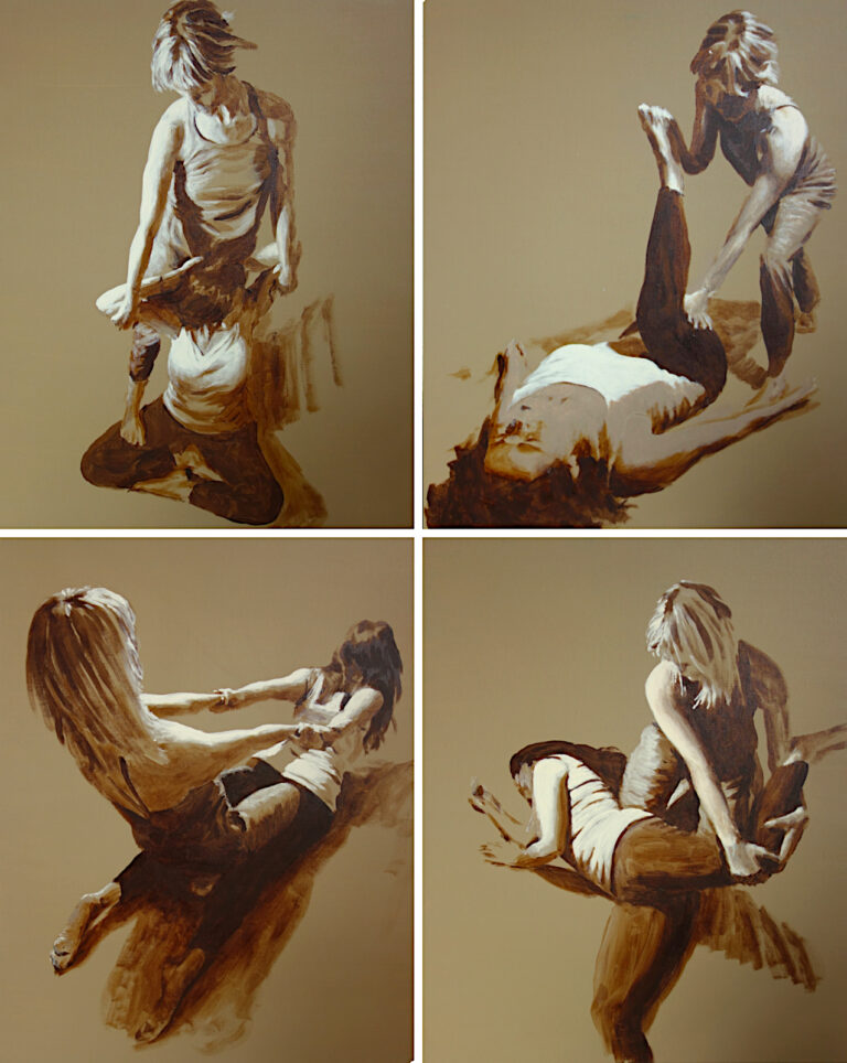 acrylic paintings of woman doing Thai Yoga Massage