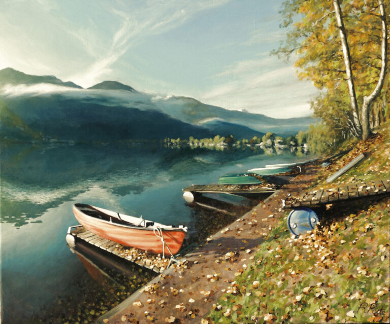 rowing boats on lake Zell in Austria